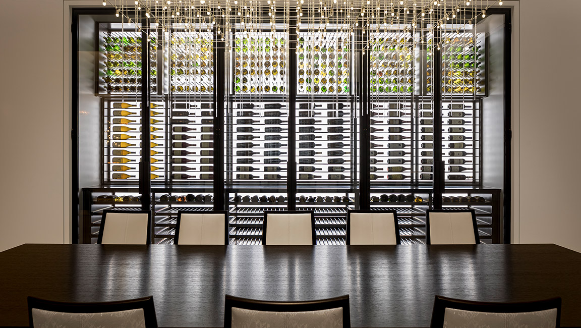 dining table and wine rack