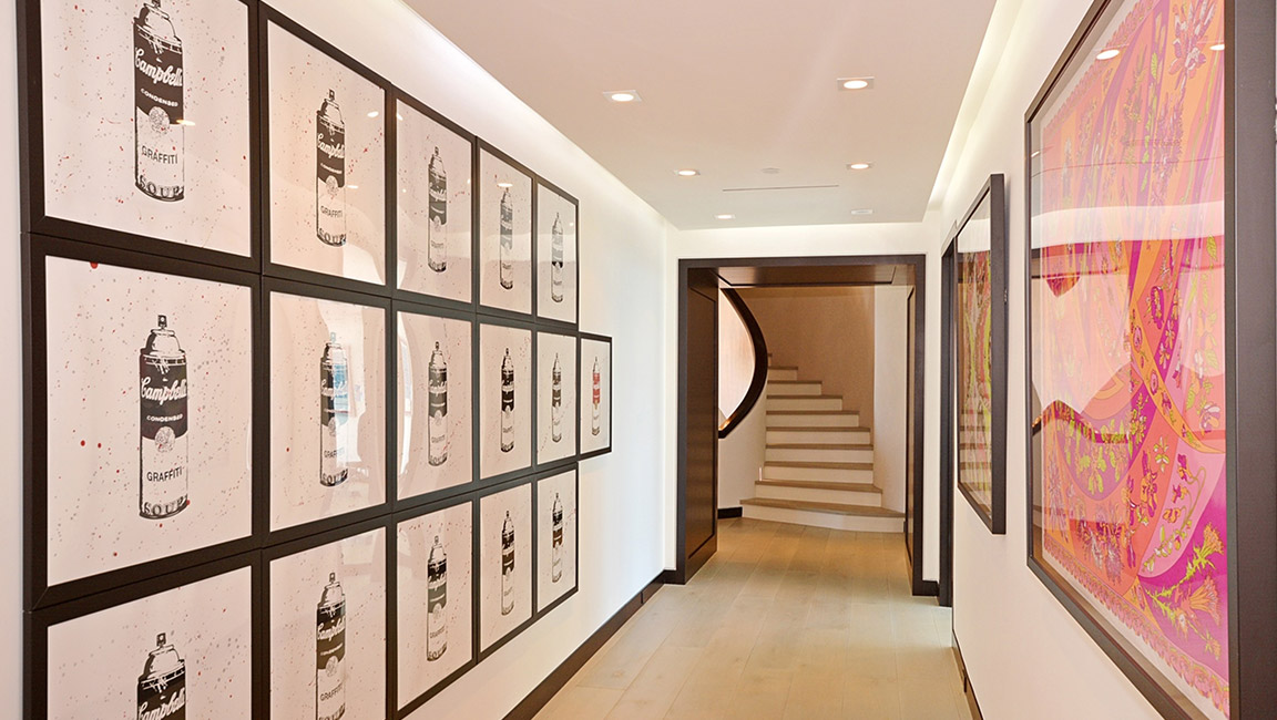 hallway with art