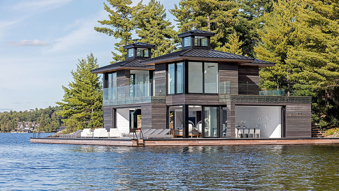 cabin view from the lake